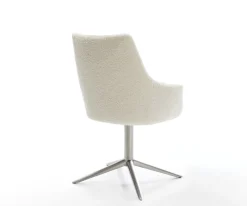 DrehstuhlAlja-Flex mit Armlehnen Teddystoff Beige Fußkreuz Edelstahl 360° drehbar Wippfunktion Taschenfederkern Sofort versandfertig