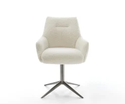 DrehstuhlAlja-Flex mit Armlehnen Teddystoff Beige Fußkreuz Graphit 360° drehbar Wippfunktion Taschenfederkern Sofort versandfertig