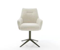 DrehstuhlAlja-Flex mit Armlehnen Teddystoff Beige Fußkreuz Effektfinish Titan 360° drehbar Wippfunktion Taschenfederkern Sofort versandfertig