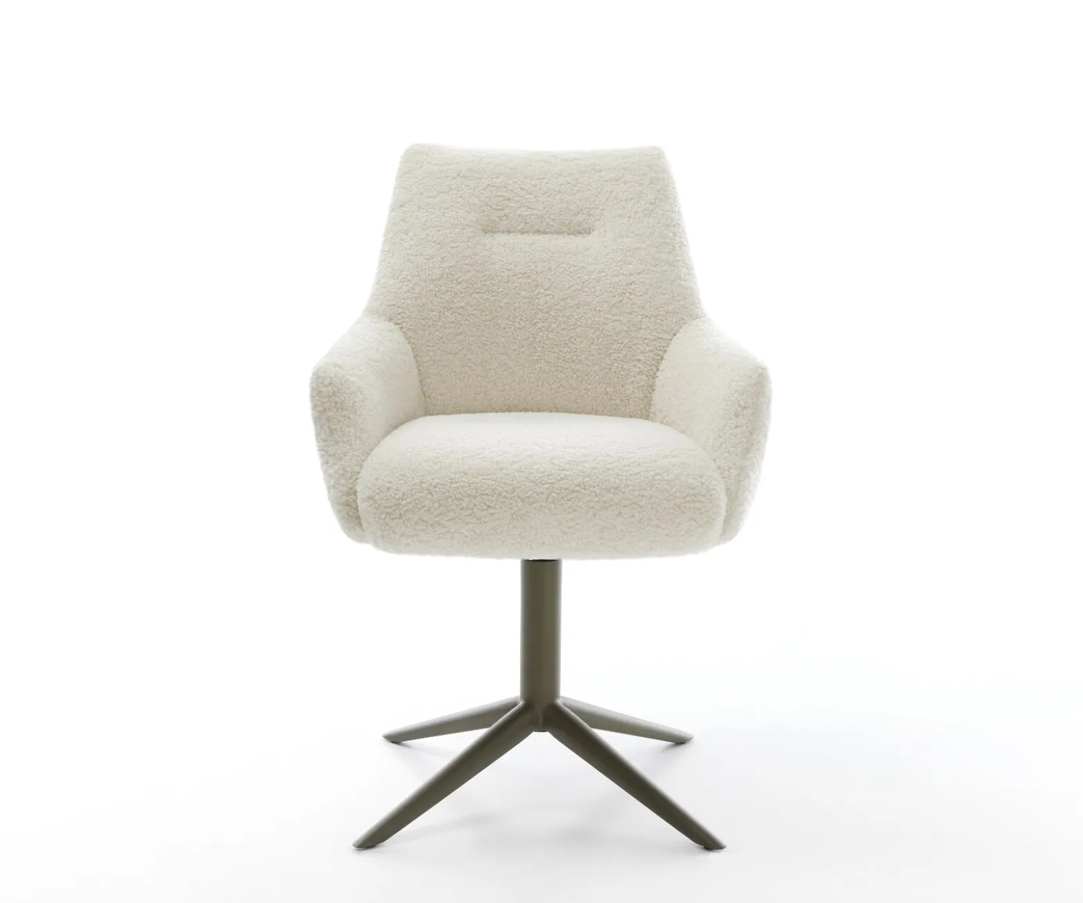 DrehstuhlAlja-Flex mit Armlehnen Teddystoff Beige Fußkreuz Effektfinish Titan 360° drehbar Wippfunktion Taschenfederkern Sofort versandfertig