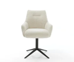 DrehstuhlAlja-Flex mit Armlehnen Teddystoff Beige Fußkreuz Schwarz 360° drehbar Wippfunktion Taschenfederkern Sofort versandfertig