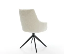 DrehstuhlAlja-Flex mit Armlehnen Teddystoff Beige Kreuzgestell breit Schwarz 360° drehbar Wippfunktion Taschenfederkern Sofort versandfertig