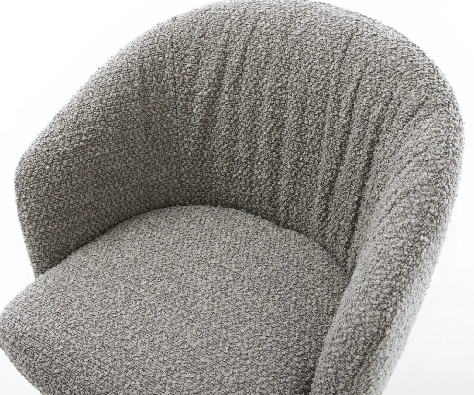 DrehstuhlCaja-Flex mit Armlehnen Bouclé Silbergrau Kreuzgestell breit Edelstahl 360° drehbar Wippfunktion Taschenfederkern Sofort versandfertig