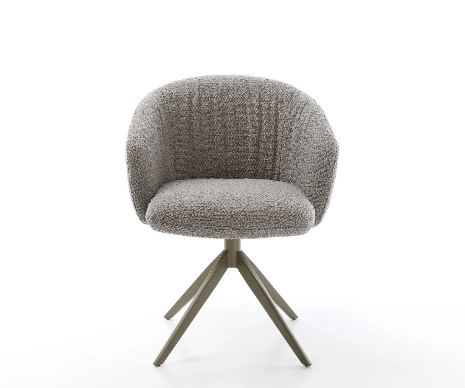 DrehstuhlCaja-Flex mit Armlehnen Bouclé Silbergrau Kreuzgestell breit Effektfinish Titan 360° drehbar Wippfunktion Taschenfederkern Sofort versandfertig