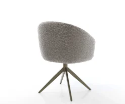 DrehstuhlCaja-Flex mit Armlehnen Bouclé Silbergrau Kreuzgestell breit Effektfinish Titan 360° drehbar Wippfunktion Taschenfederkern Sofort versandfertig