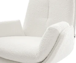DrehstuhlClea-Flex Bouclé Creme-Weiß Kreuzgestell breit Edelstahl 360° drehbar Wippfunktion Sofort versandfertig