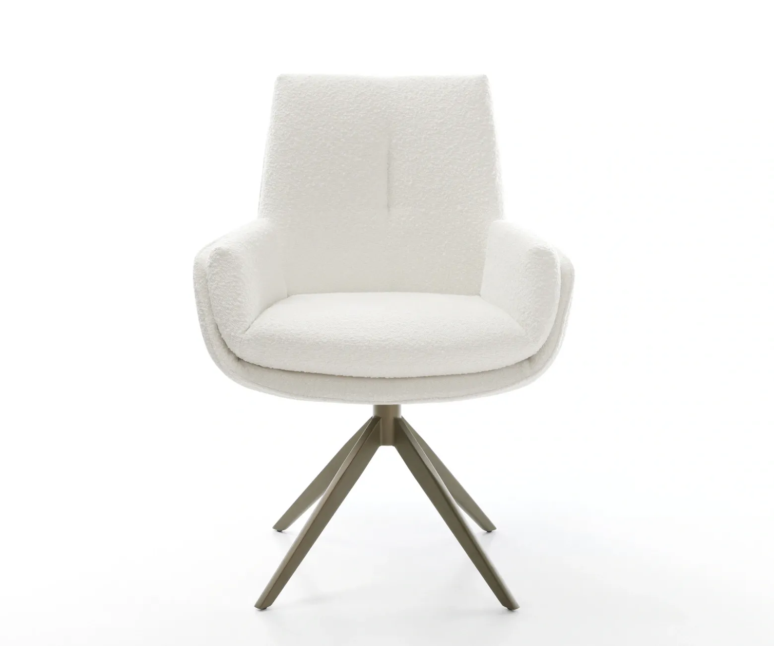 DrehstuhlClea-Flex Bouclé Creme-Weiß Kreuzgestell breit Effektfinish Titan 360° drehbar Wippfunktion Sofort versandfertig