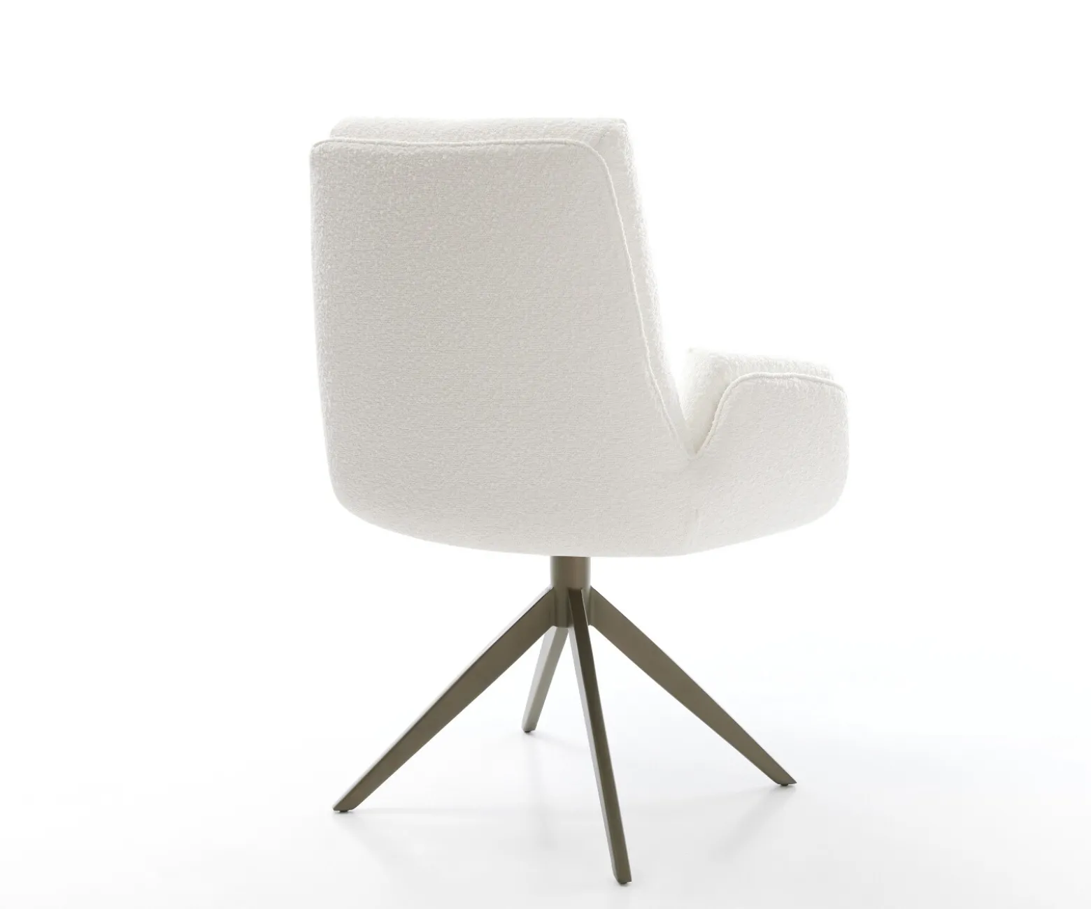 DrehstuhlClea-Flex Bouclé Creme-Weiß Kreuzgestell breit Effektfinish Titan 360° drehbar Wippfunktion Sofort versandfertig