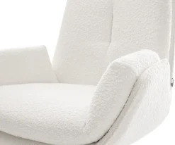 DrehstuhlClea-Flex Bouclé Creme-Weiß Kreuzgestell breit Schwarz 360° drehbar Wippfunktion Sofort versandfertig