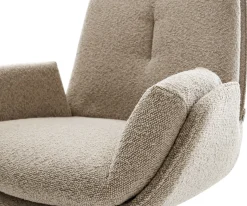 DrehstuhlClea-Flex Bouclé Schlamm Kreuzgestell breit Edelstahl 360° drehbar Wippfunktion Sofort versandfertig