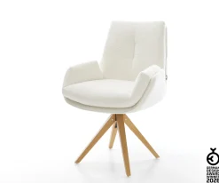 DrehstuhlClea-Flex Bouclé Soft Beige Holzgestell kantig Natur 360° drehbar Versandfertig ca. 28.10.26