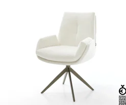 DrehstuhlClea-Flex Bouclé Soft Beige Kreuzgestell breit Effektfinish Titan 360° drehbar Wippfunktion Sofort versandfertig