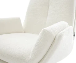 DrehstuhlClea-Flex Bouclé Soft Beige Kreuzgestell breit Effektfinish Titan 360° drehbar Wippfunktion Sofort versandfertig
