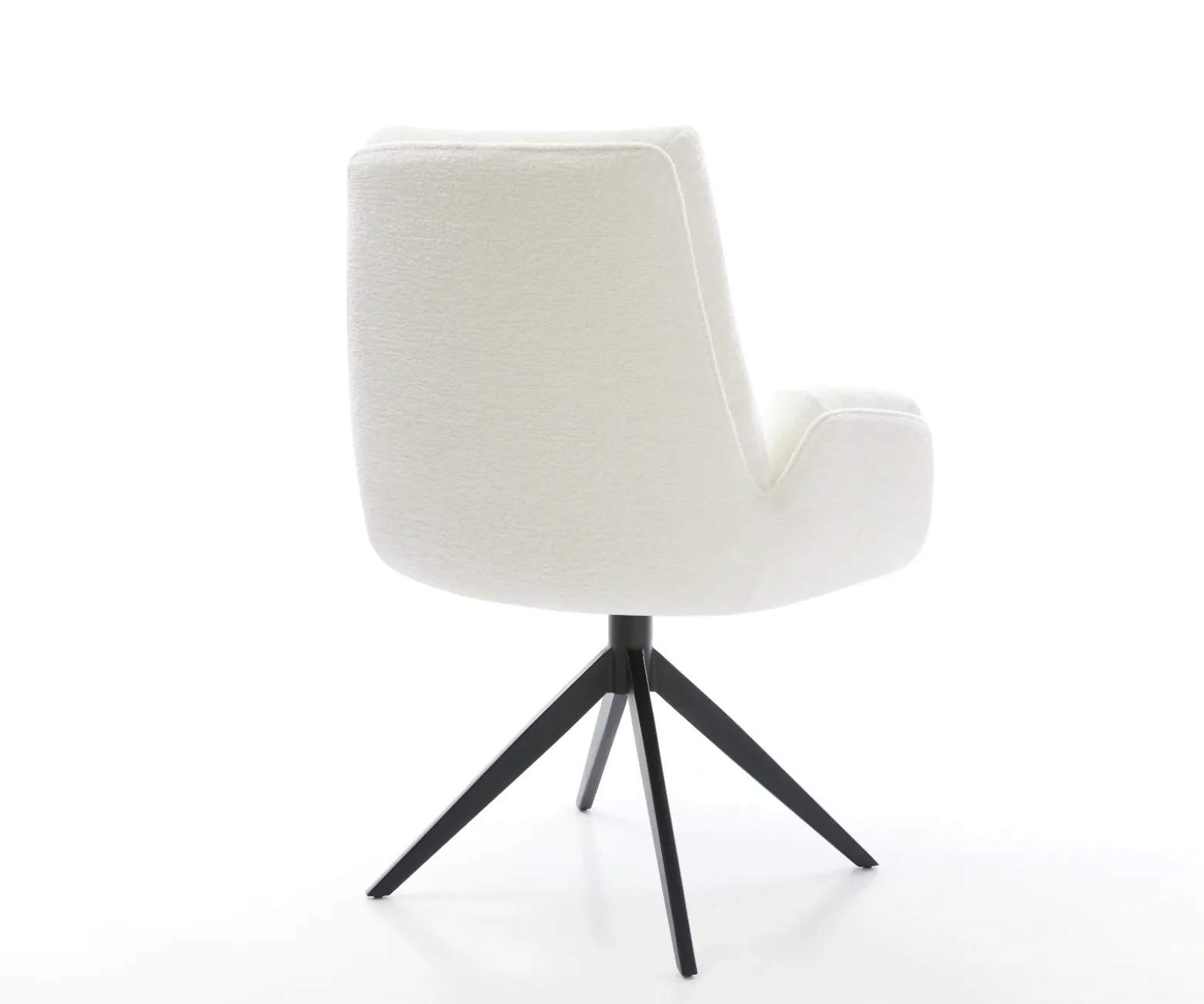 DrehstuhlClea-Flex Bouclé Soft Beige Kreuzgestell breit Schwarz 360° drehbar Wippfunktion Sofort versandfertig