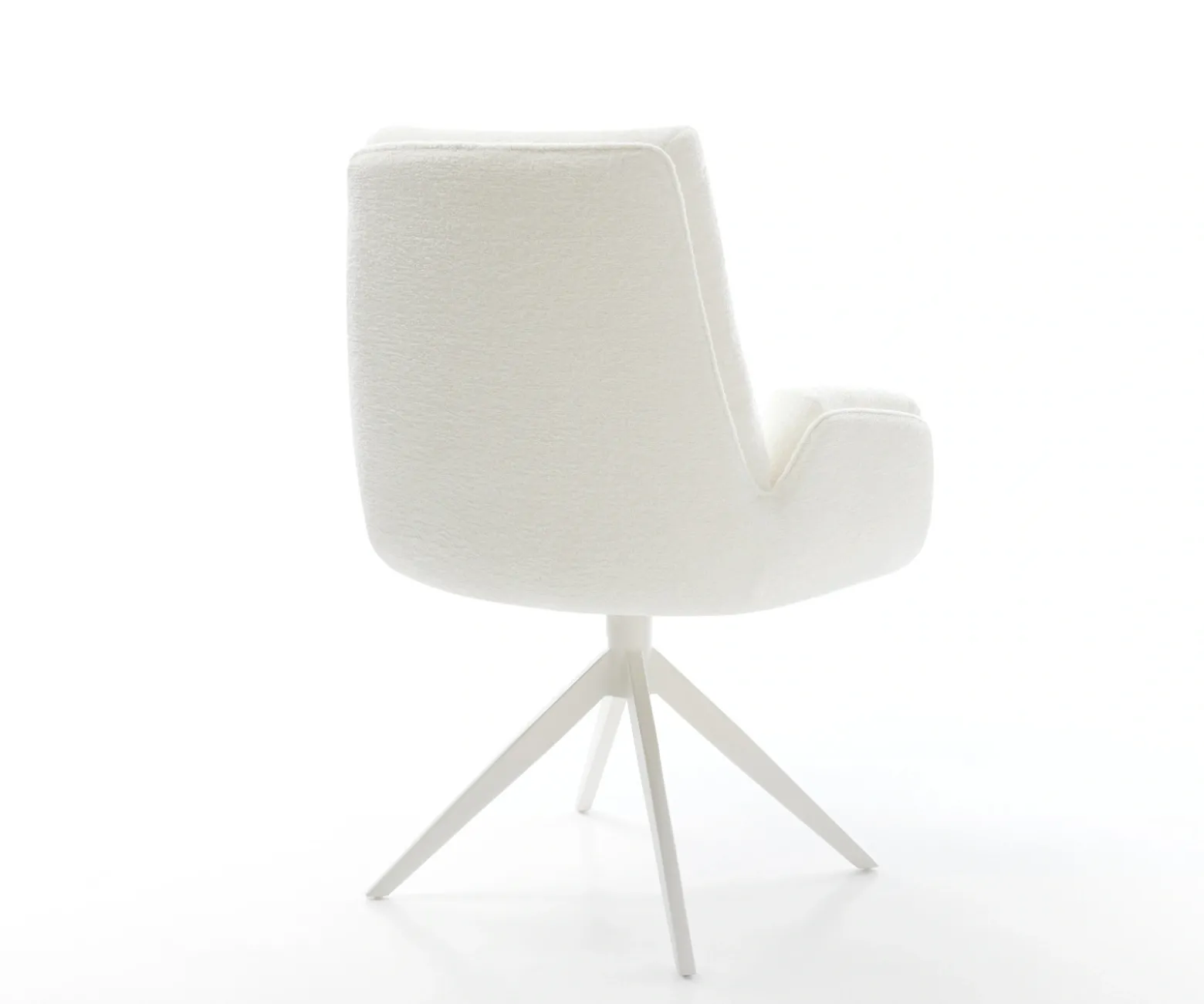 DrehstuhlClea-Flex Bouclé Soft Beige Kreuzgestell breit Weiß 360° drehbar Wippfunktion Sofort versandfertig