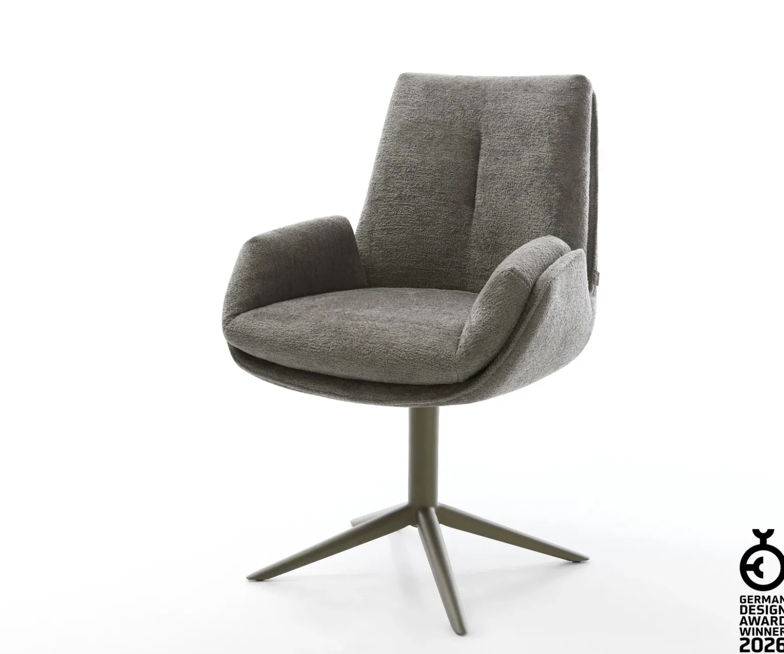 DrehstuhlClea-Flex Bouclé Soft Schlamm Fußkreuz Effektfinish Titan 360° drehbar Wippfunktion Sofort versandfertig