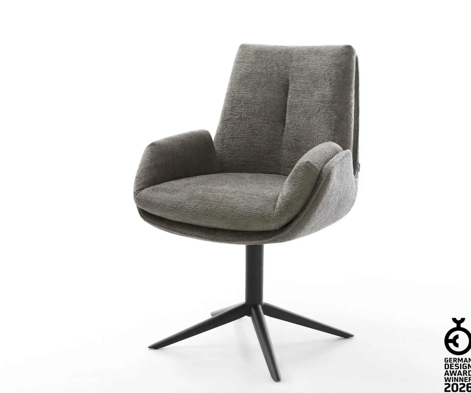 DrehstuhlClea-Flex Bouclé Soft Schlamm Fußkreuz Schwarz 360° drehbar Wippfunktion Sofort versandfertig