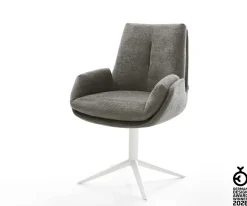 DrehstuhlClea-Flex Bouclé Soft Schlamm Fußkreuz Weiß 360° drehbar Wippfunktion Sofort versandfertig