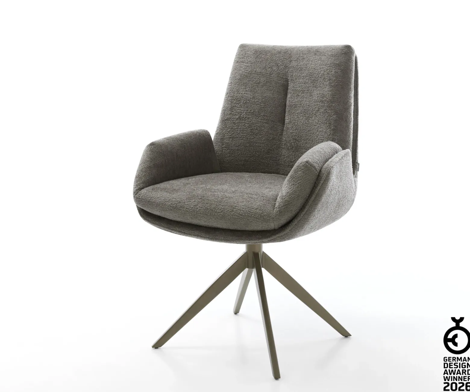 DrehstuhlClea-Flex Bouclé Soft Schlamm Kreuzgestell breit Effektfinish Titan 360° drehbar Wippfunktion Sofort versandfertig