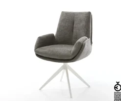 DrehstuhlClea-Flex Bouclé Soft Schlamm Kreuzgestell breit Weiß 360° drehbar Wippfunktion Sofort versandfertig