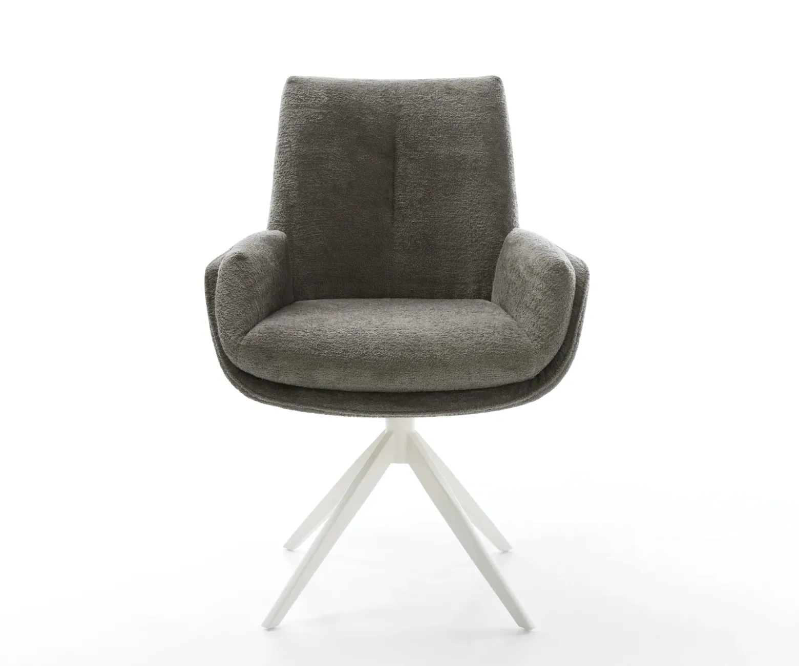 DrehstuhlClea-Flex Bouclé Soft Schlamm Kreuzgestell breit Weiß 360° drehbar Wippfunktion Sofort versandfertig