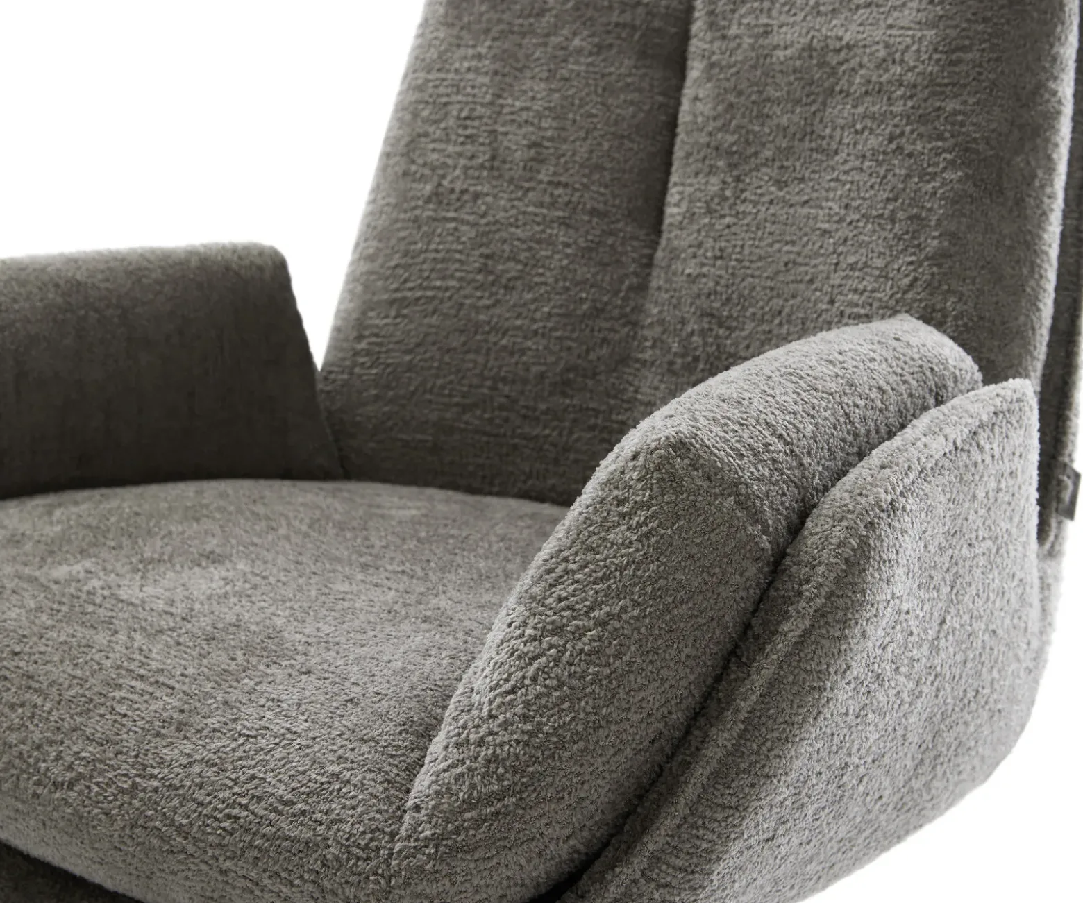 DrehstuhlClea-Flex Bouclé Soft Schlamm Kreuzgestell breit Weiß 360° drehbar Wippfunktion Sofort versandfertig