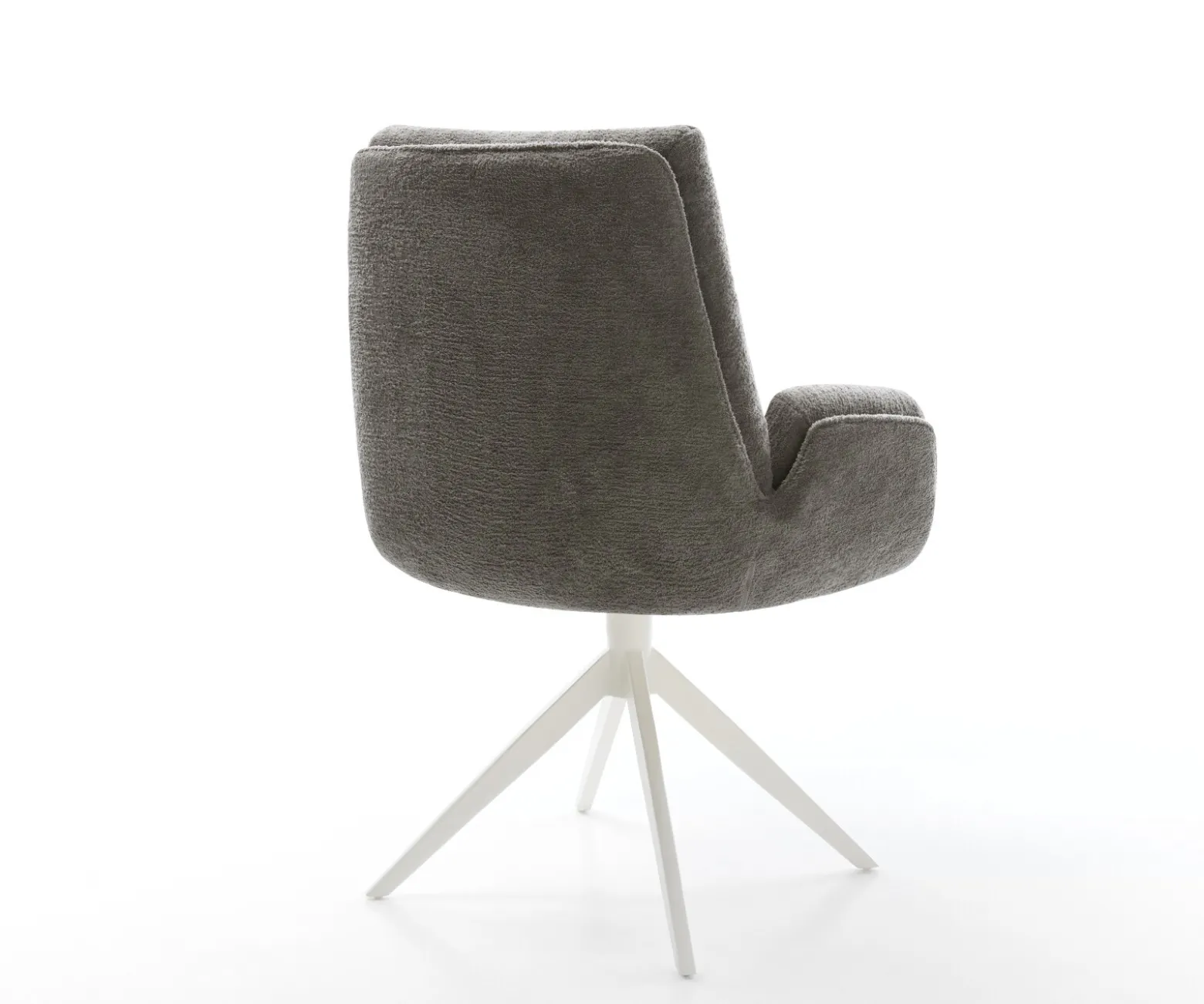 DrehstuhlClea-Flex Bouclé Soft Schlamm Kreuzgestell breit Weiß 360° drehbar Wippfunktion Sofort versandfertig