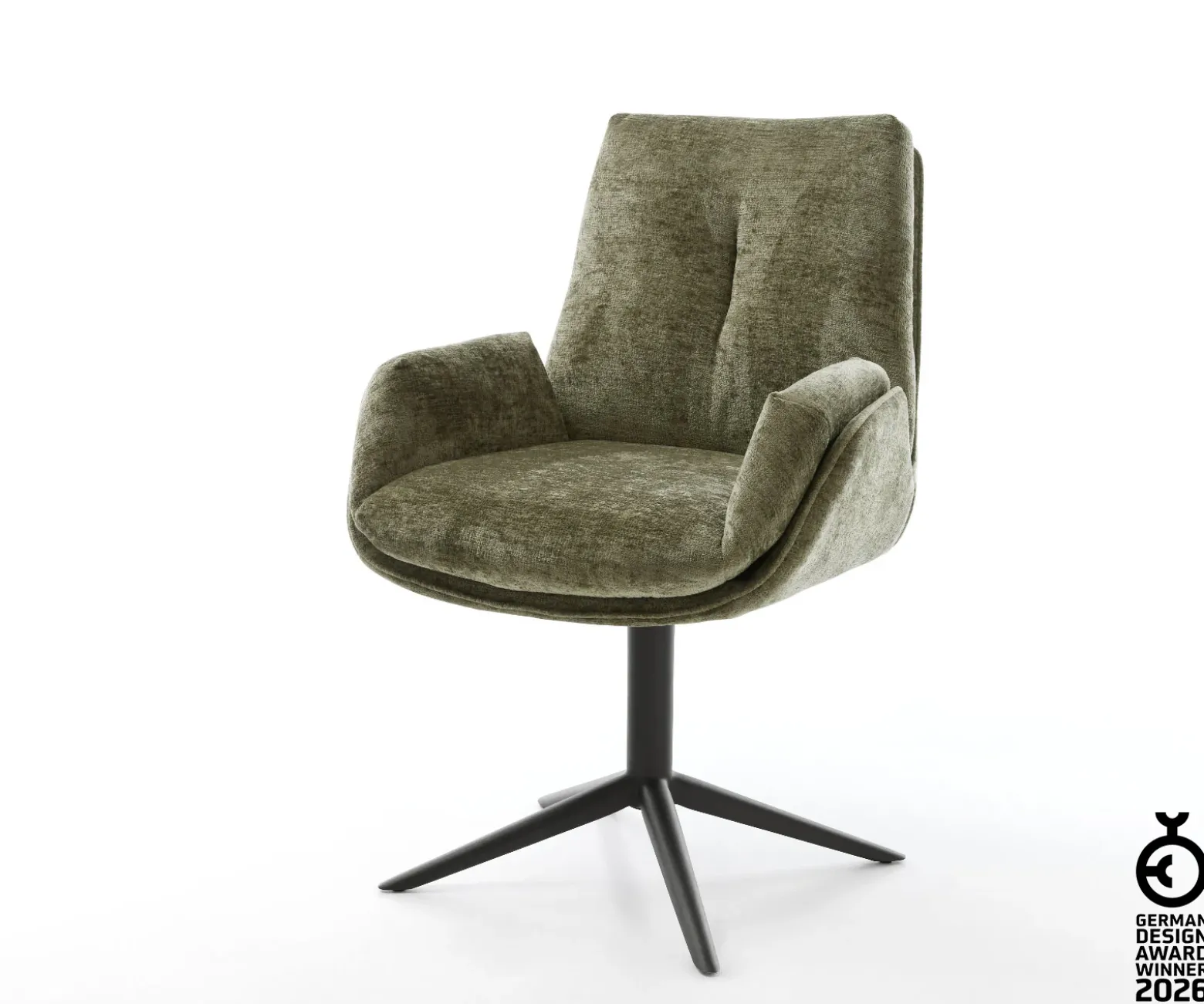 DrehstuhlClea-Flex Chenille Olive Fußkreuz Schwarz 360° drehbar Wippfunktion Sofort versandfertig