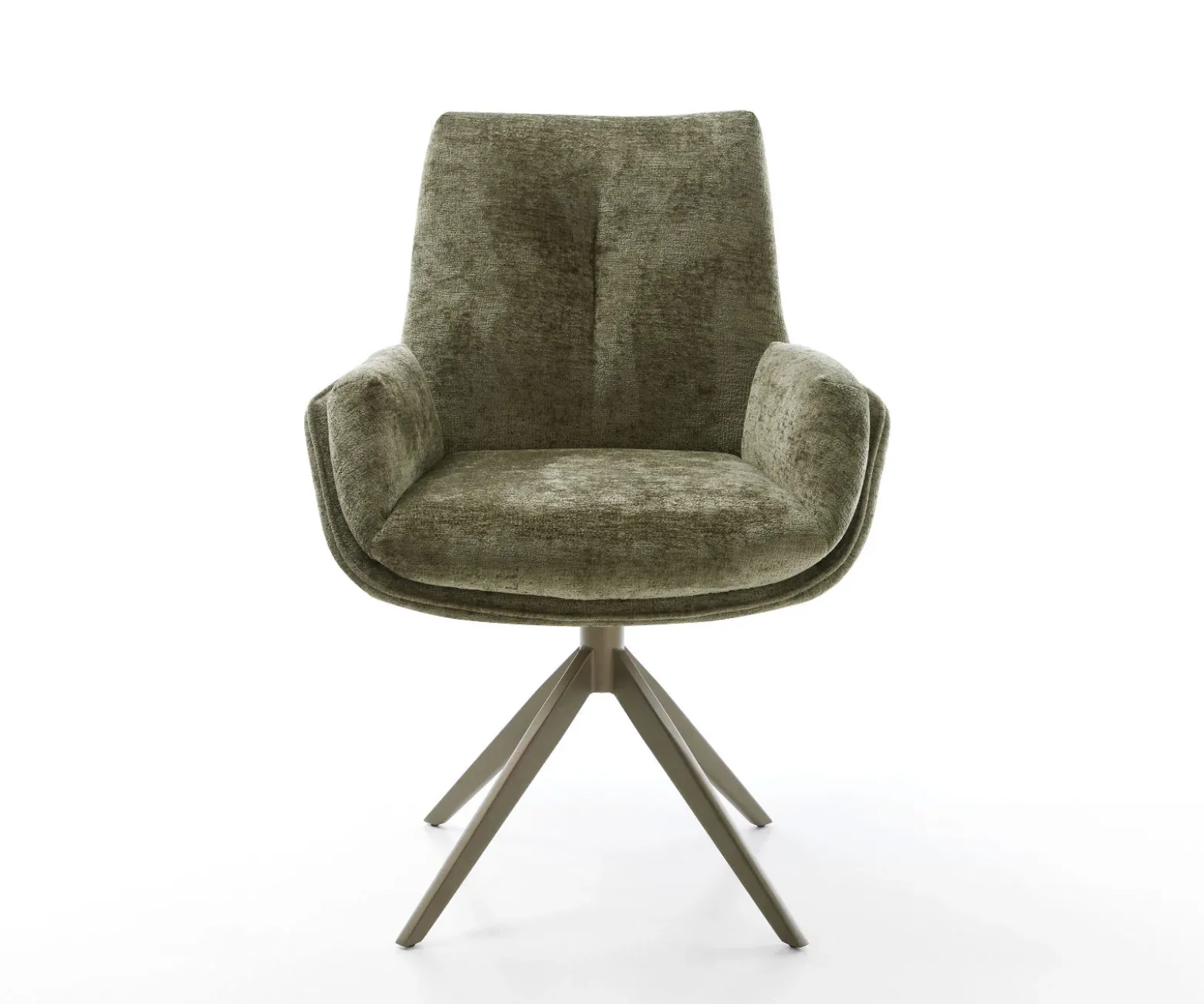 DrehstuhlClea-Flex Chenille Olive Kreuzgestell breit Effektfinish Titan 360° drehbar Sofort versandfertig