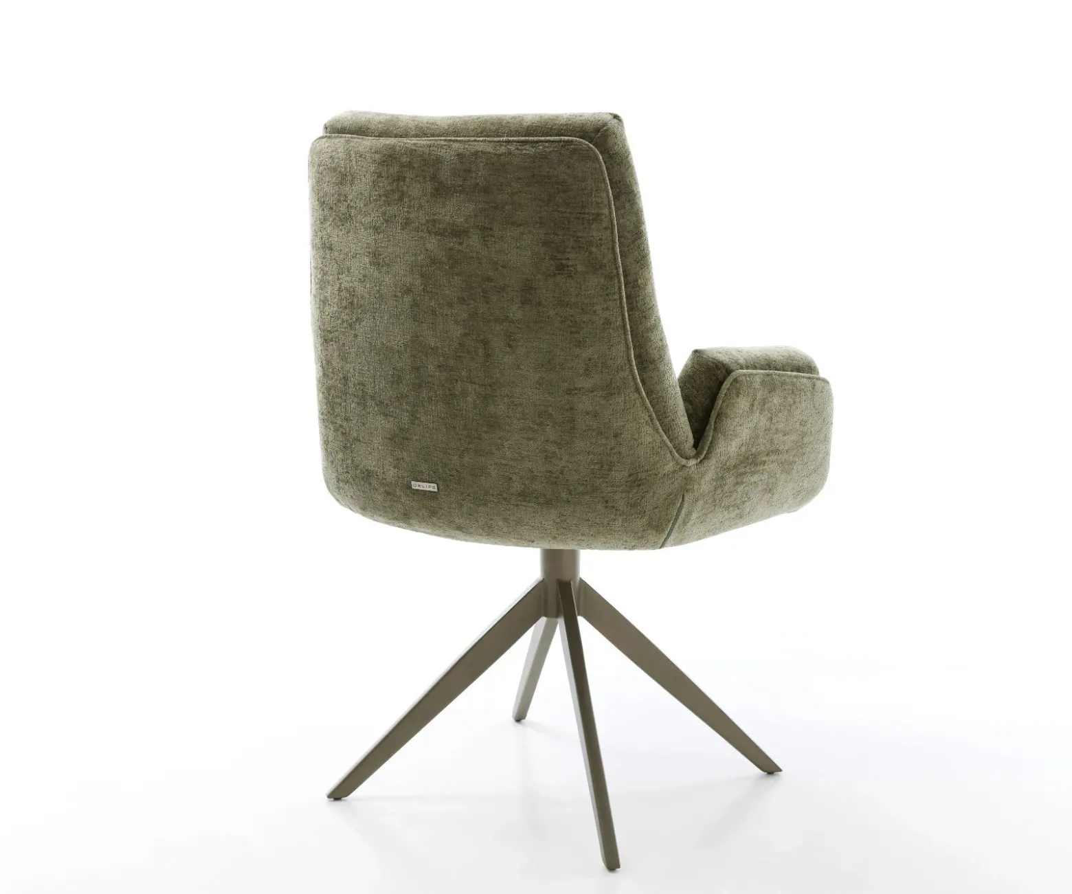 DrehstuhlClea-Flex Chenille Olive Kreuzgestell breit Effektfinish Titan 360° drehbar Sofort versandfertig