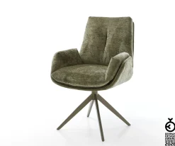 DrehstuhlClea-Flex Chenille Olive Kreuzgestell breit Effektfinish Titan 360° drehbar Wippfunktion Sofort versandfertig