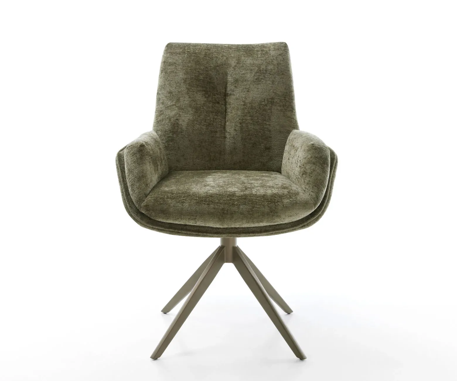DrehstuhlClea-Flex Chenille Olive Kreuzgestell breit Effektfinish Titan 360° drehbar Wippfunktion Sofort versandfertig