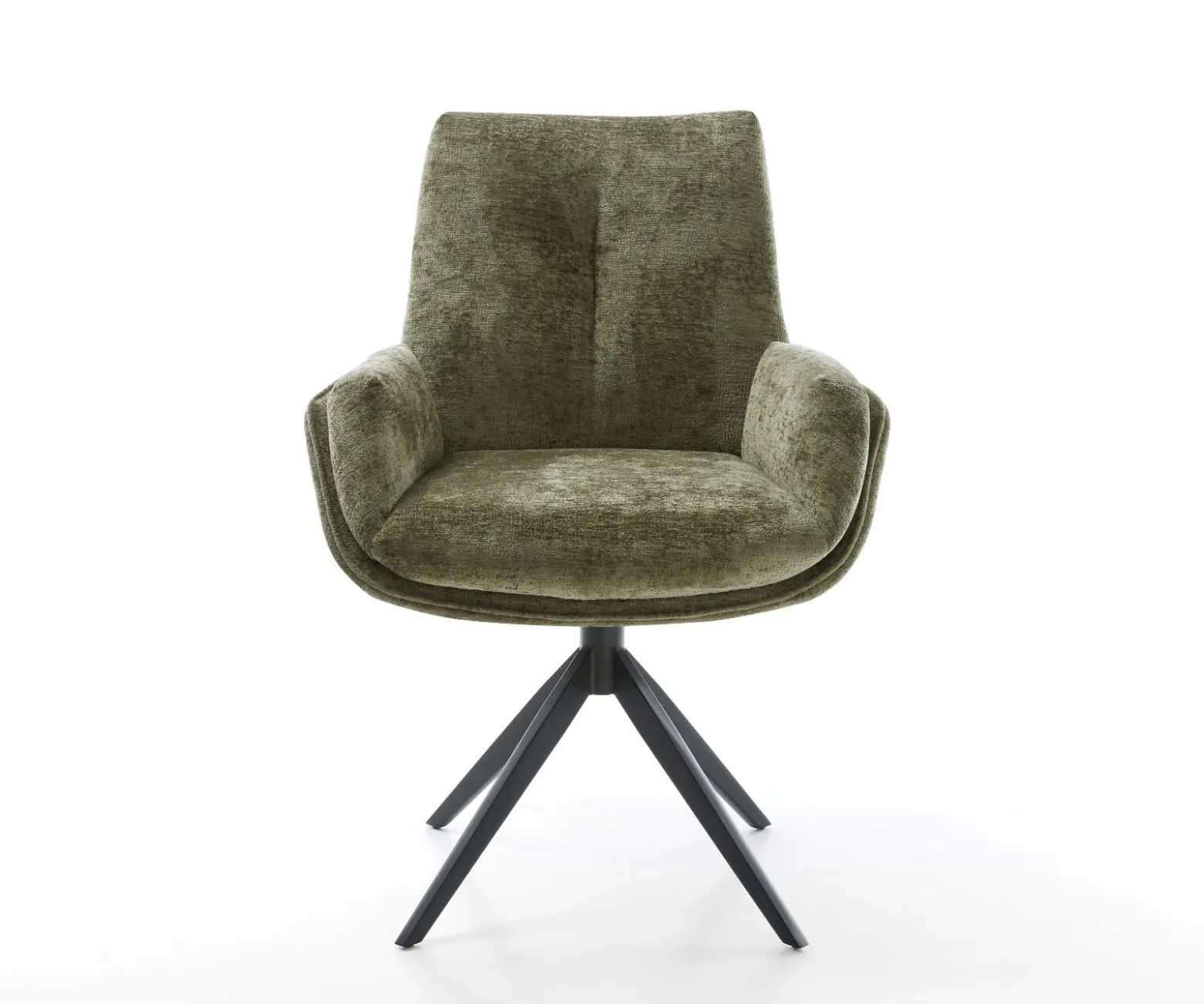 DrehstuhlClea-Flex Chenille Olive Kreuzgestell breit Schwarz 360° drehbar Wippfunktion Sofort versandfertig