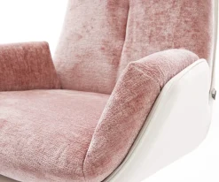 DrehstuhlClea-Flex Materialmix Echtleder Weiß-Rosé Fußkreuz Weiß 360° drehbar Wippfunktion Sofort versandfertig