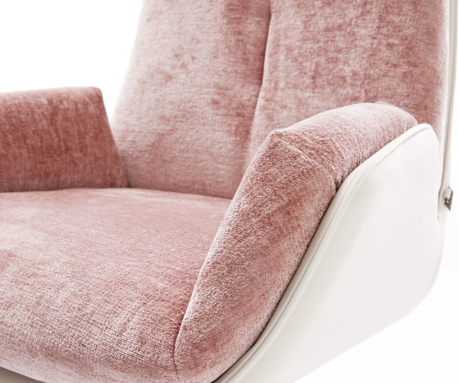 DrehstuhlClea-Flex Materialmix Echtleder Weiß-Rosé Fußkreuz Weiß 360° drehbar Wippfunktion Sofort versandfertig