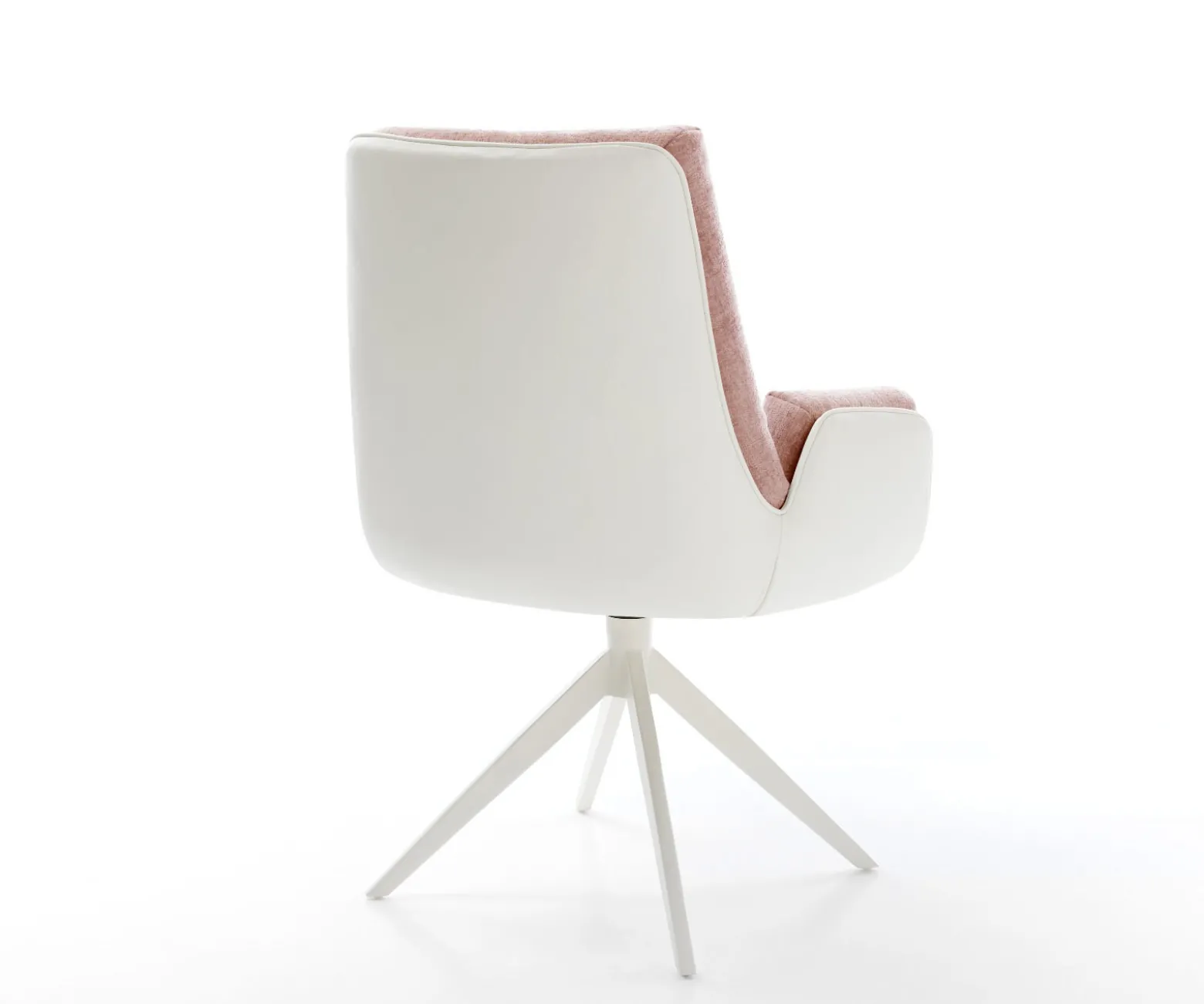 DrehstuhlClea-Flex Materialmix Echtleder Weiß-Rosé Kreuzgestell breit Weiß 360° drehbar Wippfunktion Sofort versandfertig