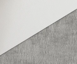 DrehstuhlClea-Flex Materialmix Echtleder Weiß-Silbergrau Fußkreuz Weiß 360° drehbar Wippfunktion Sofort versandfertig