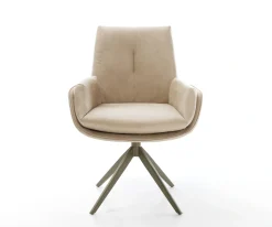 DrehstuhlClea-Flex Mikrofaser Beige Vintage Kreuzgestell breit Effektfinish Titan 360° drehbar Wippfunktion Sofort versandfertig