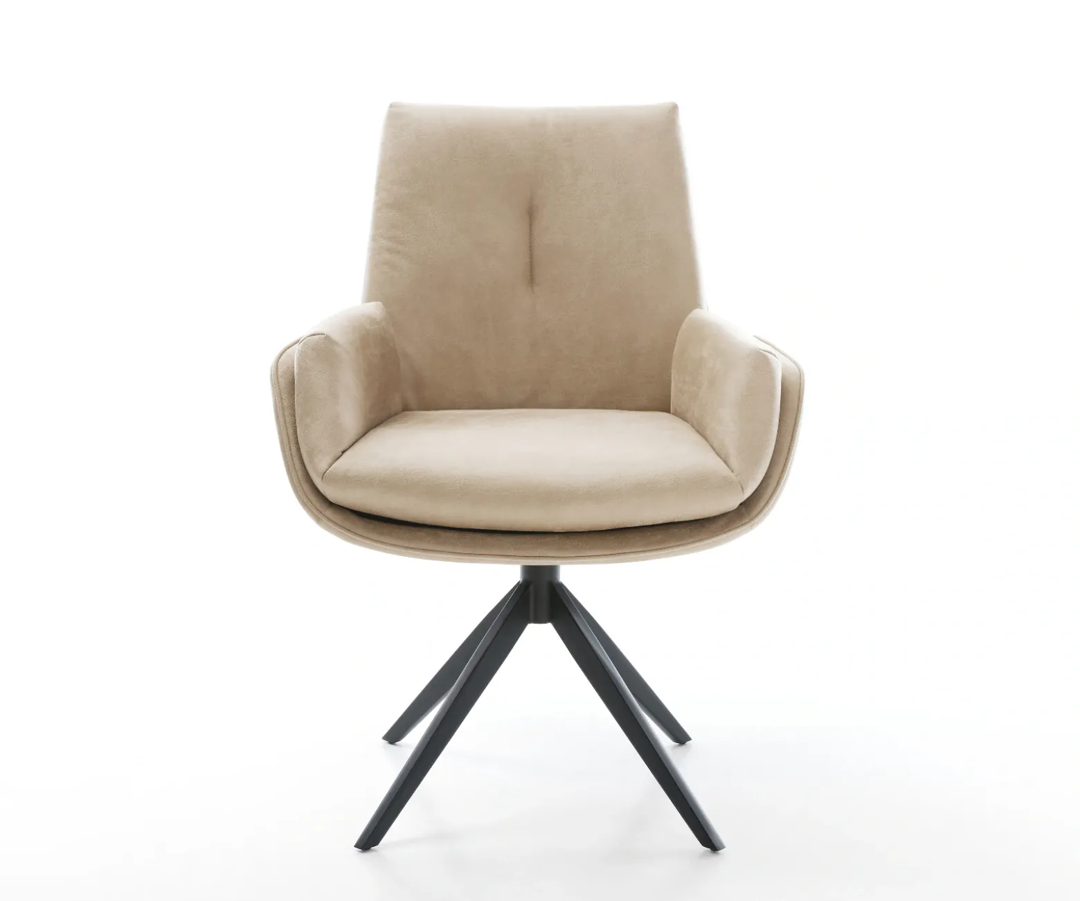 DrehstuhlClea-Flex Mikrofaser Beige Vintage Kreuzgestell breit Schwarz 360° drehbar Wippfunktion Sofort versandfertig