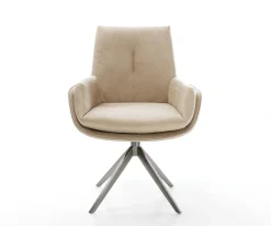 DrehstuhlClea-Flex Mikrofaser Beige Vintage Kreuzgestell breit Graphit 360° drehbar Wippfunktion Sofort versandfertig