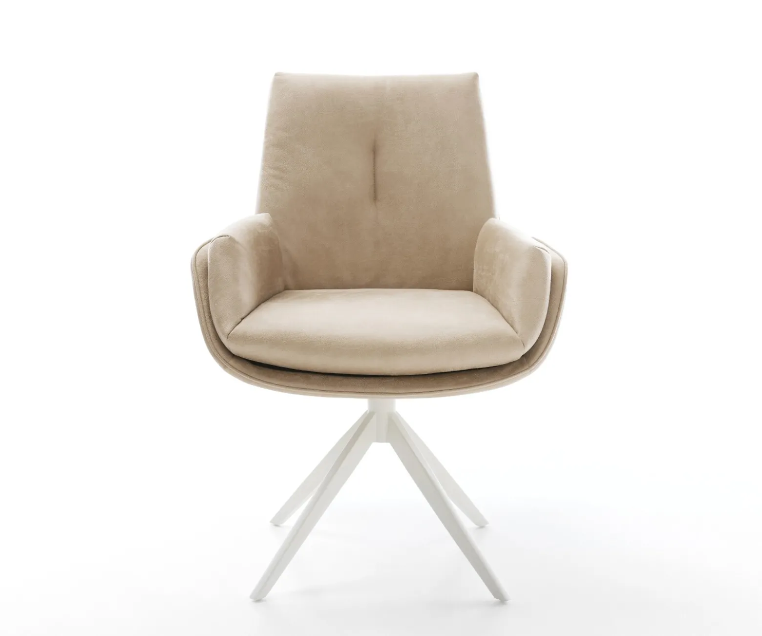 DrehstuhlClea-Flex Mikrofaser Beige Vintage Kreuzgestell breit Weiß 360° drehbar Wippfunktion Sofort versandfertig
