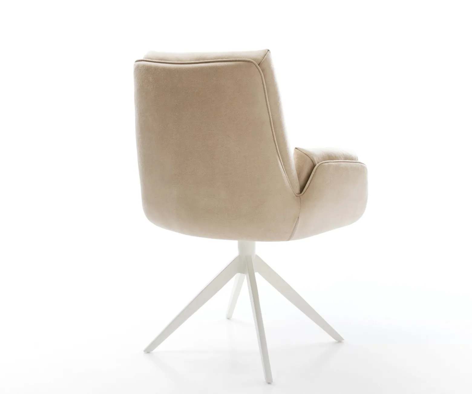 DrehstuhlClea-Flex Mikrofaser Beige Vintage Kreuzgestell breit Weiß 360° drehbar Wippfunktion Sofort versandfertig