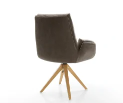 DrehstuhlClea-Flex Mikrofaser Taupe Vintage Holzgestell kantig Natur 360° drehbar Versandfertig ca. 28.10.26