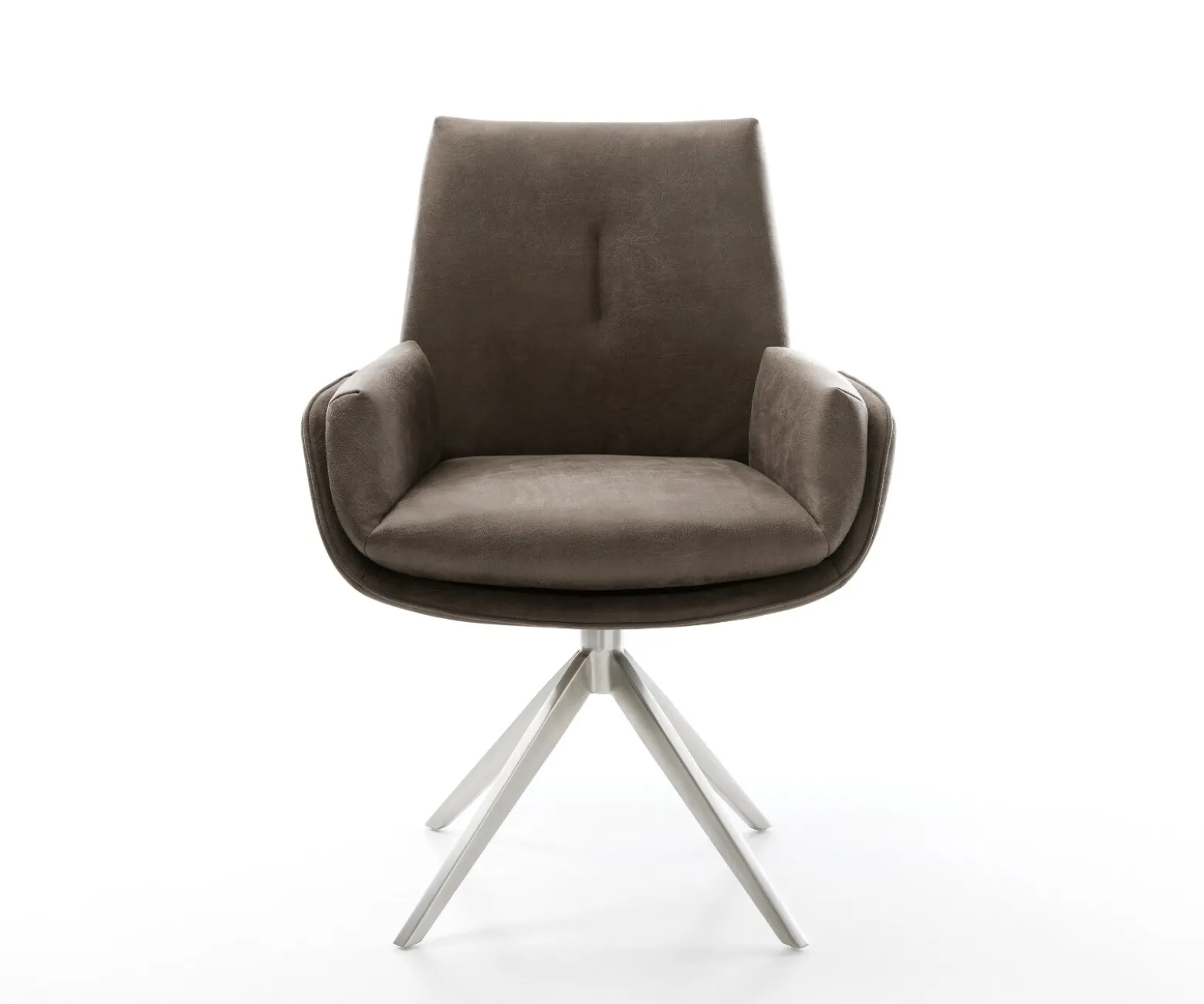 DrehstuhlClea-Flex Mikrofaser Taupe Vintage Kreuzgestell breit Edelstahl 360° drehbar Wippfunktion Sofort versandfertig