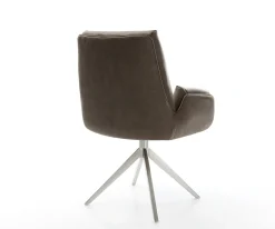 DrehstuhlClea-Flex Mikrofaser Taupe Vintage Kreuzgestell breit Edelstahl 360° drehbar Wippfunktion Sofort versandfertig