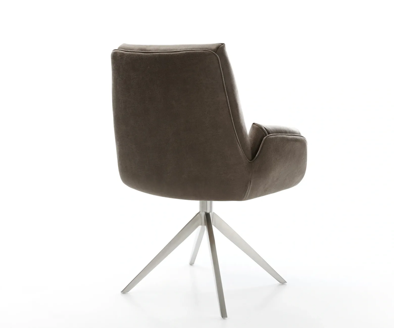 DrehstuhlClea-Flex Mikrofaser Taupe Vintage Kreuzgestell breit Edelstahl 360° drehbar Wippfunktion Sofort versandfertig