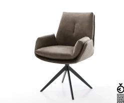 DrehstuhlClea-Flex Mikrofaser Taupe Vintage Kreuzgestell breit Schwarz 360° drehbar Wippfunktion Sofort versandfertig