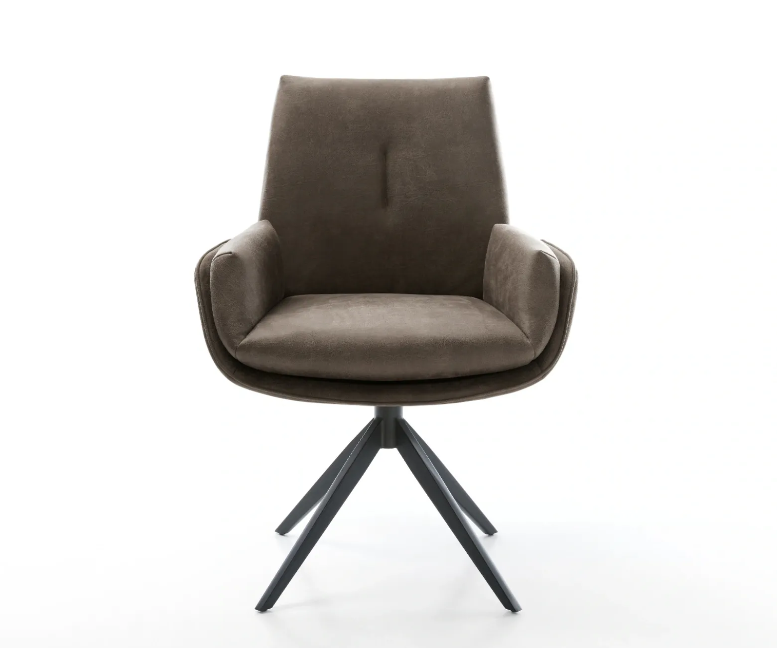 DrehstuhlClea-Flex Mikrofaser Taupe Vintage Kreuzgestell breit Schwarz 360° drehbar Wippfunktion Sofort versandfertig