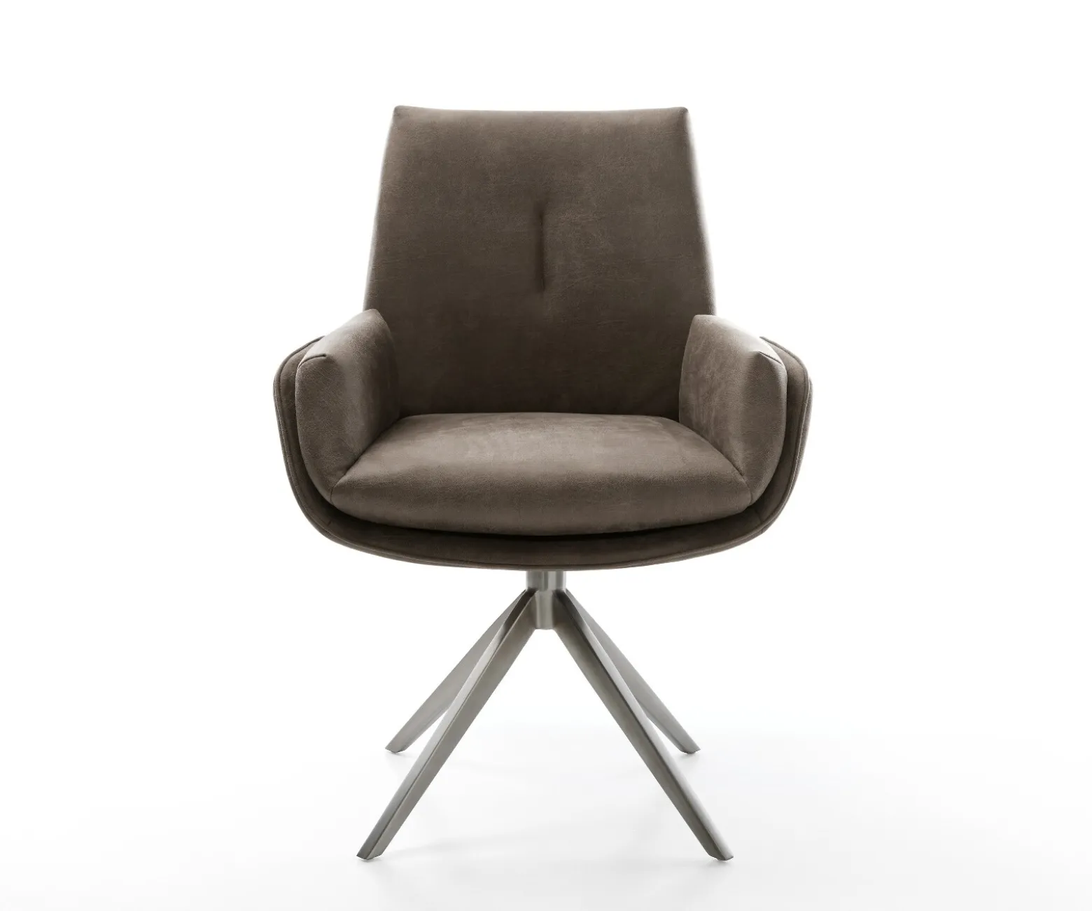 DrehstuhlClea-Flex Mikrofaser Taupe Vintage Kreuzgestell breit Graphit 360° drehbar Wippfunktion Sofort versandfertig