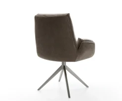 DrehstuhlClea-Flex Mikrofaser Taupe Vintage Kreuzgestell breit Graphit 360° drehbar Wippfunktion Sofort versandfertig